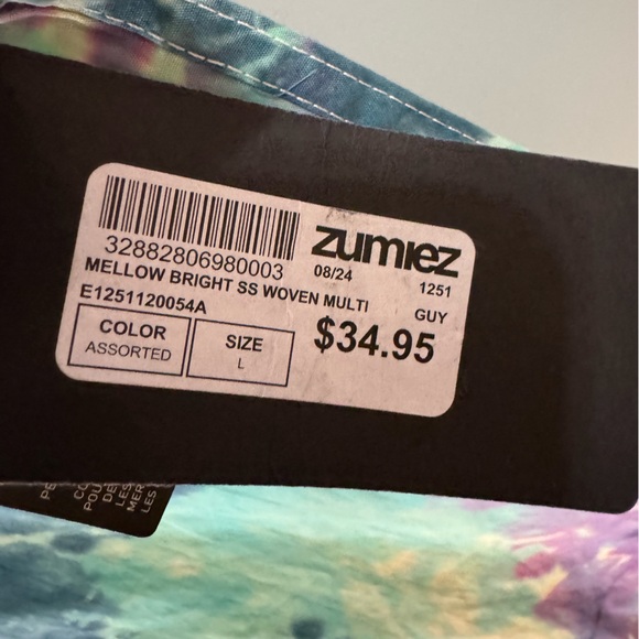 EMPYRE, Vibrant colorful Tie-Dye button down shirts, w Pocket, cotton, Large - Picture 6 of 6